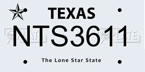 NTS3611 Texas License Plate