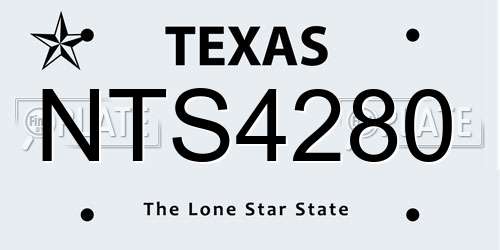 NTS4280 Texas License Plate