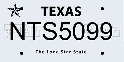 NTS5099 Texas License Plate