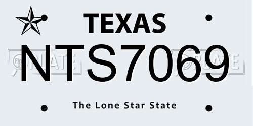 NTS7069 Texas License Plate
