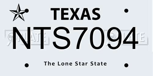 NTS7094 Texas License Plate