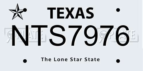 NTS7976 Texas License Plate