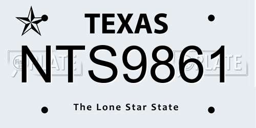 NTS9861 Texas License Plate