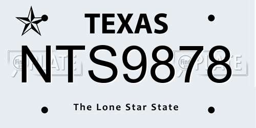 NTS9878 Texas License Plate