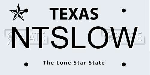NTSLOW Texas License Plate