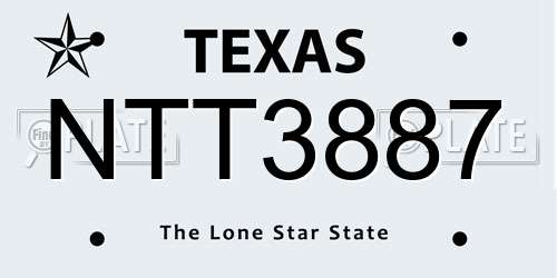NTT3887 Texas License Plate