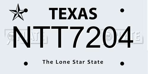 NTT7204 Texas License Plate
