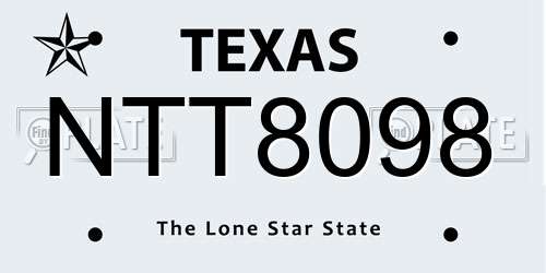 NTT8098 Texas License Plate