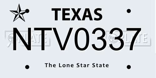 NTV0337 Texas License Plate