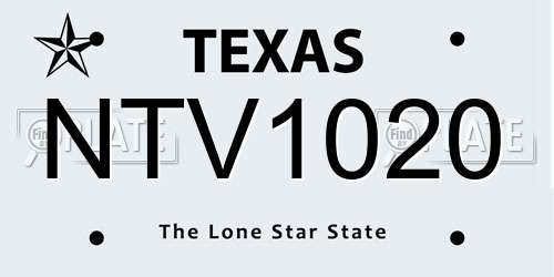 NTV1020 Texas License Plate