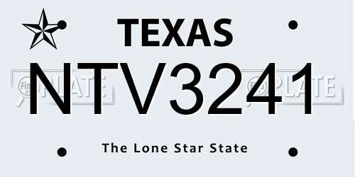 NTV3241 Texas License Plate