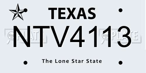 NTV4113 Texas License Plate