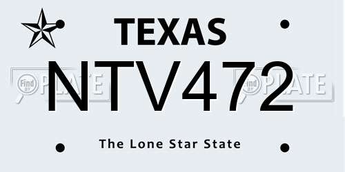 NTV472 Texas License Plate