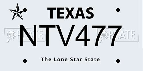NTV477 Texas License Plate