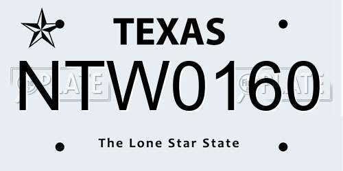NTW0160 Texas License Plate