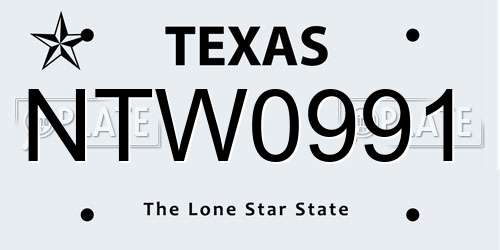 NTW0991 Texas License Plate