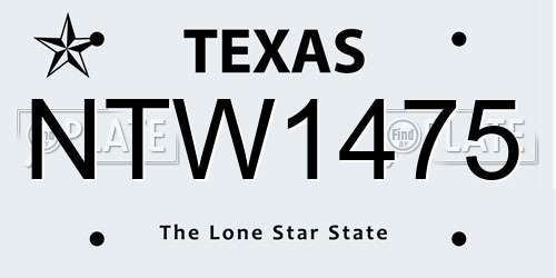 NTW1475 Texas License Plate