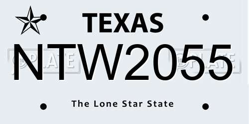 NTW2055 Texas License Plate
