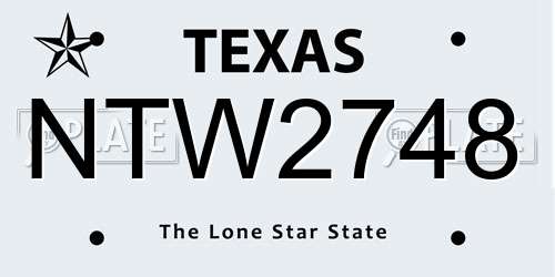 NTW2748 Texas License Plate