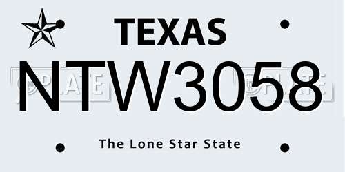 NTW3058 Texas License Plate
