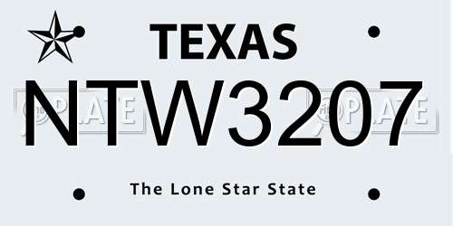 NTW3207 Texas License Plate