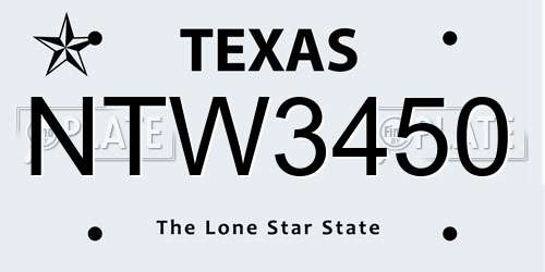 NTW3450 Texas License Plate