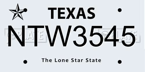 NTW3545 Texas License Plate