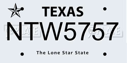NTW5757 Texas License Plate