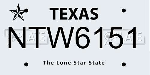 NTW6151 Texas License Plate