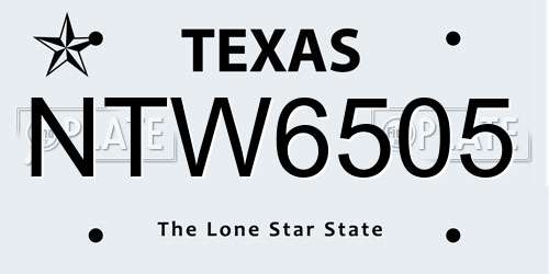 NTW6505 Texas License Plate