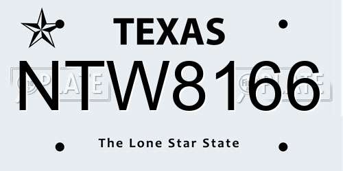 NTW8166 Texas License Plate