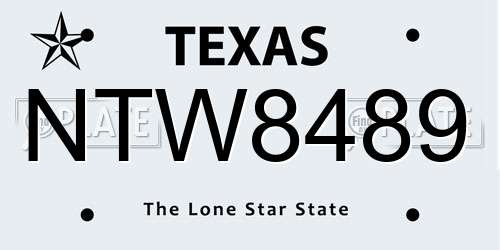 NTW8489 Texas License Plate