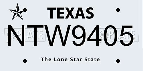 NTW9405 Texas License Plate