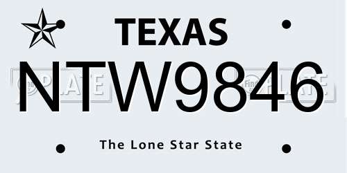 NTW9846 Texas License Plate
