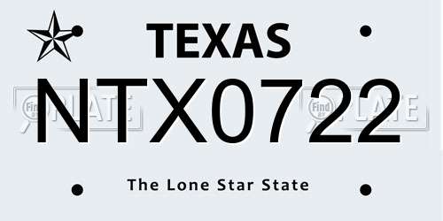 NTX0722 Texas License Plate