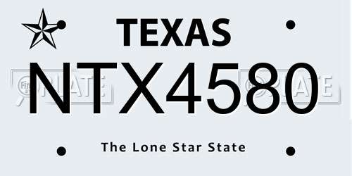 NTX4580 Texas License Plate