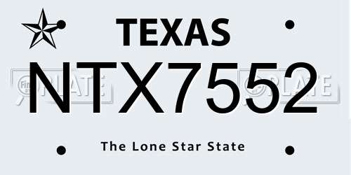 NTX7552 Texas License Plate