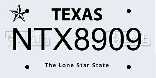 NTX8909 Texas License Plate