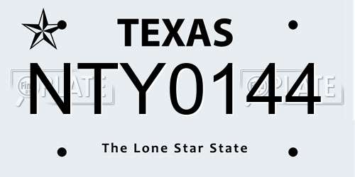 NTY0144 Texas License Plate