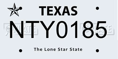 NTY0185 Texas License Plate