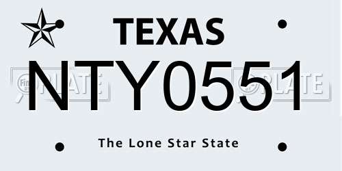 NTY0551 Texas License Plate