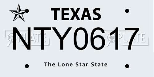 NTY0617 Texas License Plate