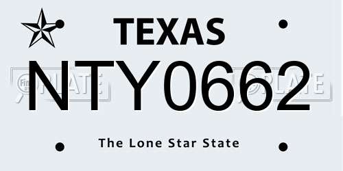 NTY0662 Texas License Plate