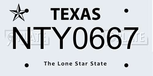 NTY0667 Texas License Plate
