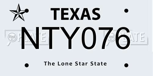 NTY076 Texas License Plate