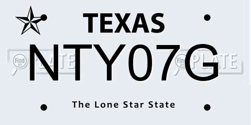 NTY07G Texas License Plate