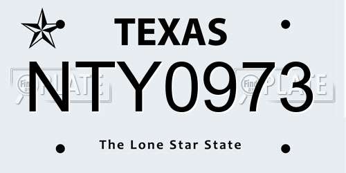 NTY0973 Texas License Plate