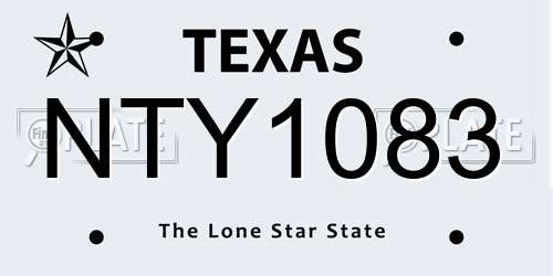 NTY1083 Texas License Plate