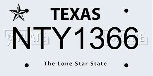 NTY1366 Texas License Plate
