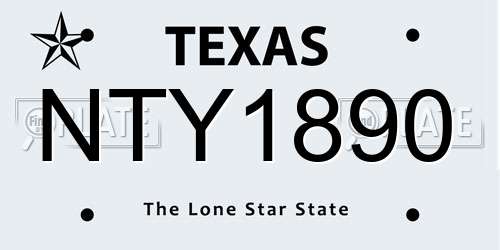 NTY1890 Texas License Plate